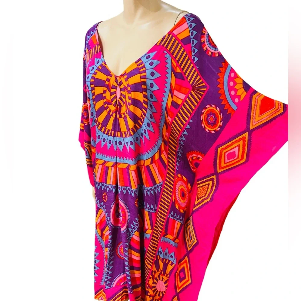 Theodora & Callum Kaftan Cover up One Size Boho Print New with Tag Fits Large - Picture 5 of 10